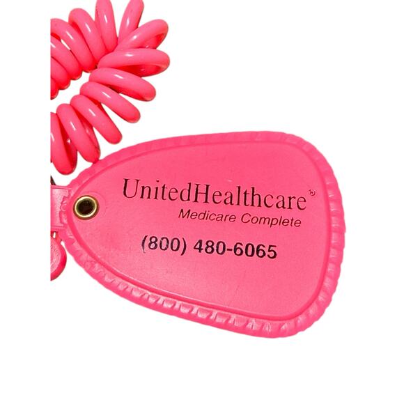 United Healthcare Keychain Safety Whistle Plastic Retro Neon Pink Orange Rare 2 - Picture 7 of 7